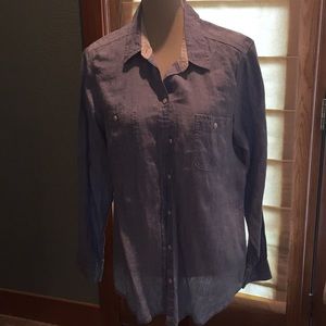 Blue linen blouse